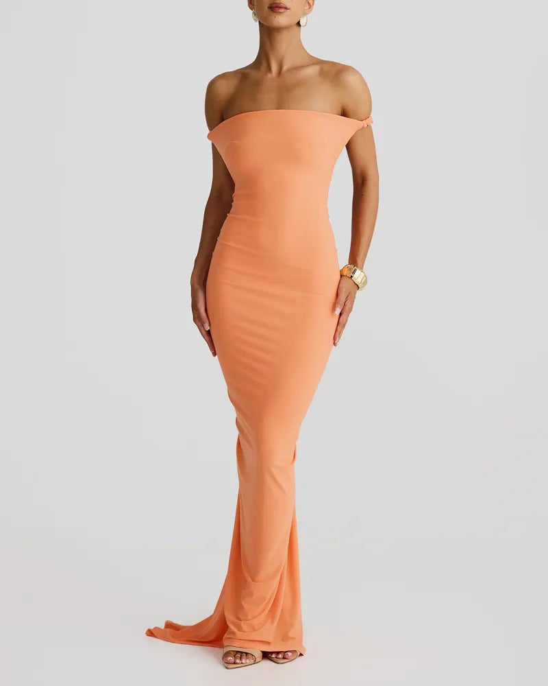 Sexy Solid Color Backless Woven Dress