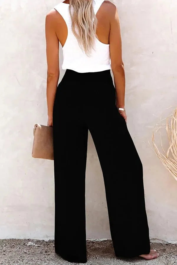 Women's Linen Blend High Rise Smocked Pants