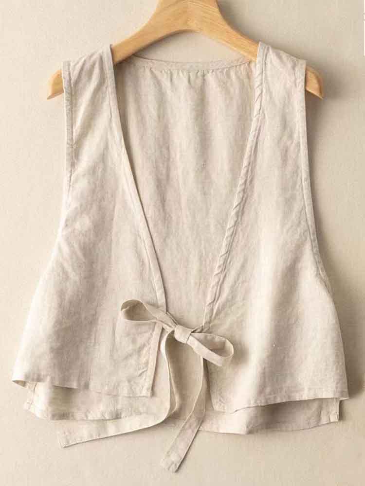 Women's Simple Versatile Linen Blend Casual Vest