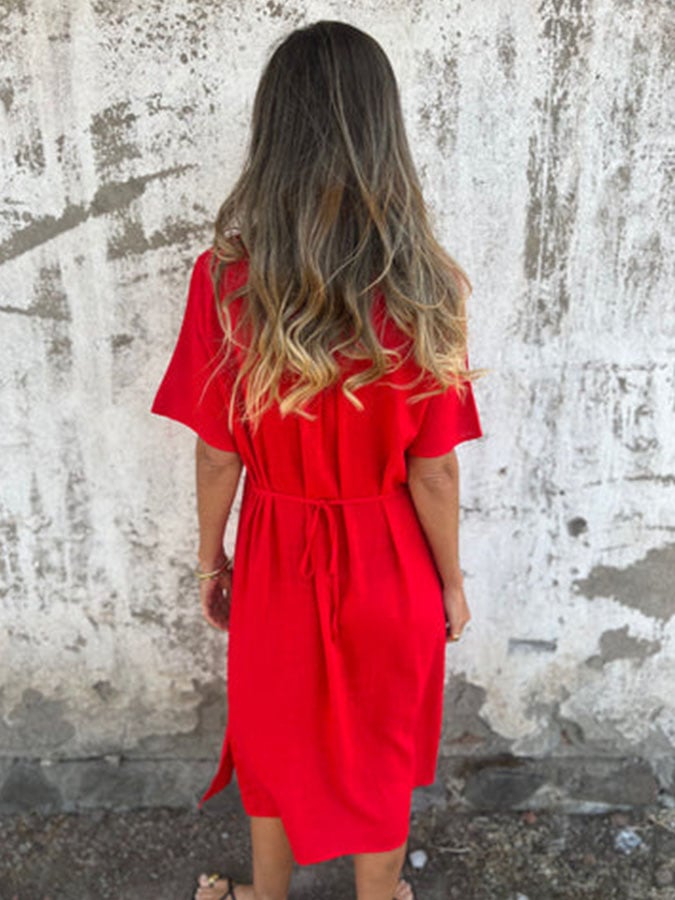 Women's Casual Solid Color Shirt Dress