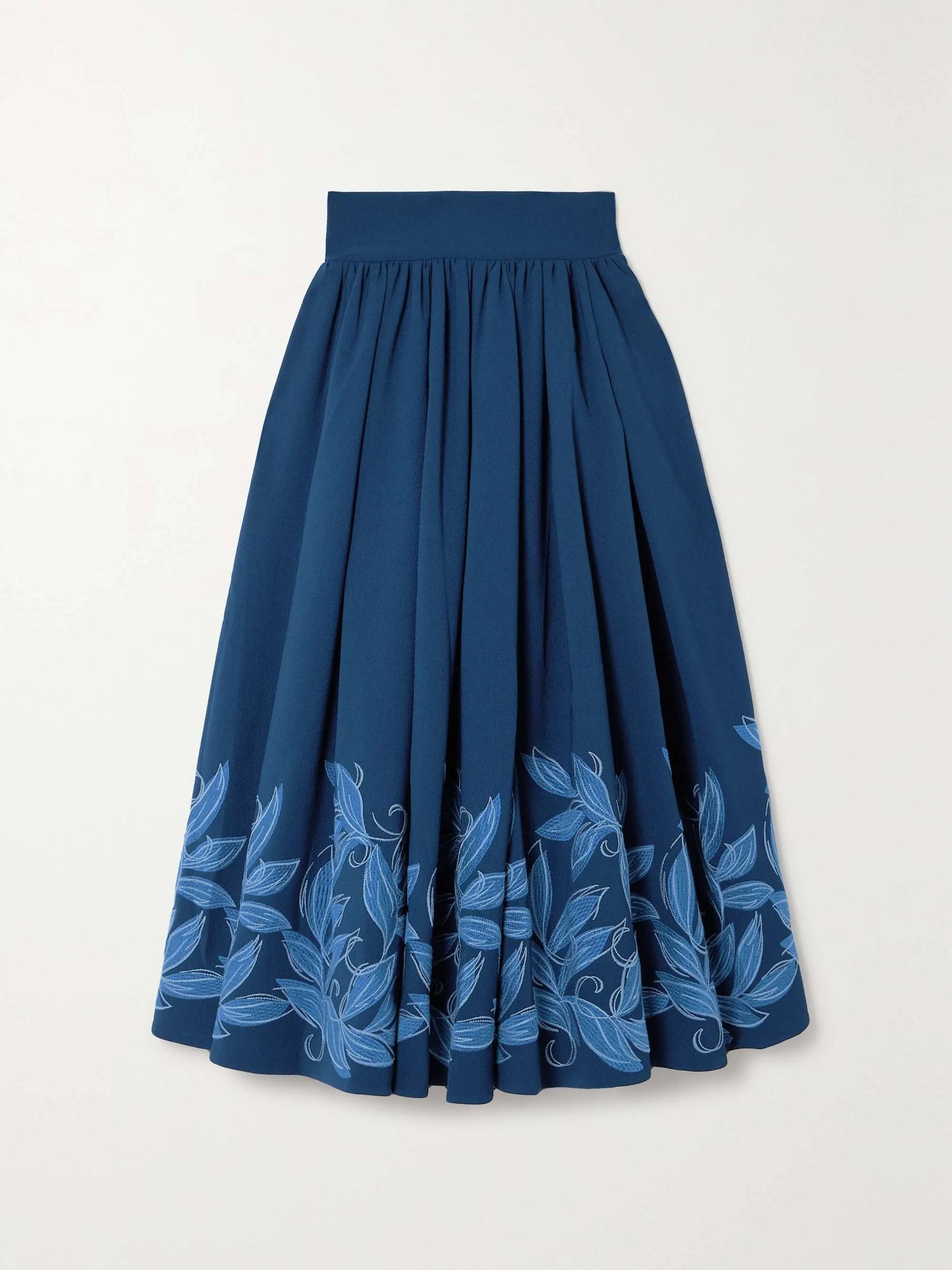 Embroidered Crepe Midi Skirt