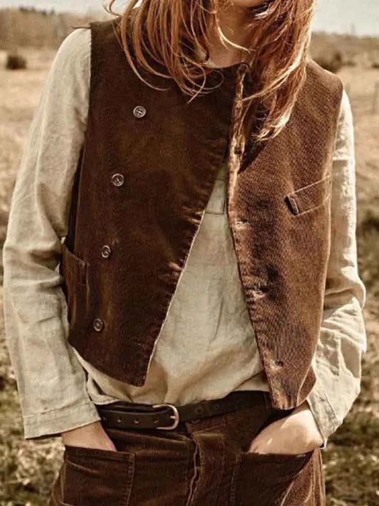 Women's Vintage Simple Corduroy Vest