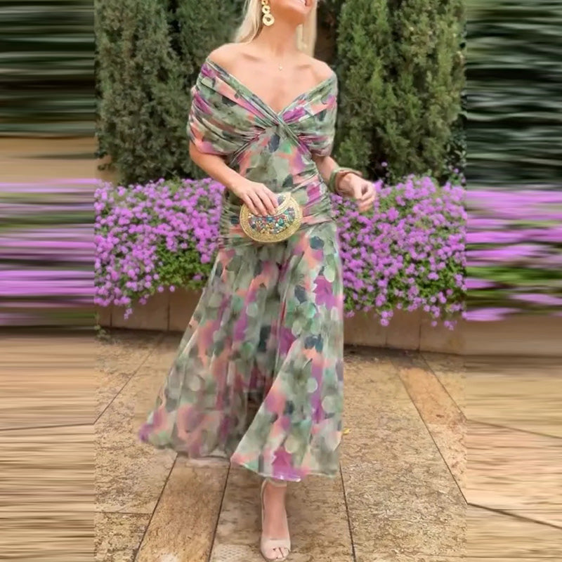 Sexy Off-Shoulder Boho Chiffon Long Beach Dress