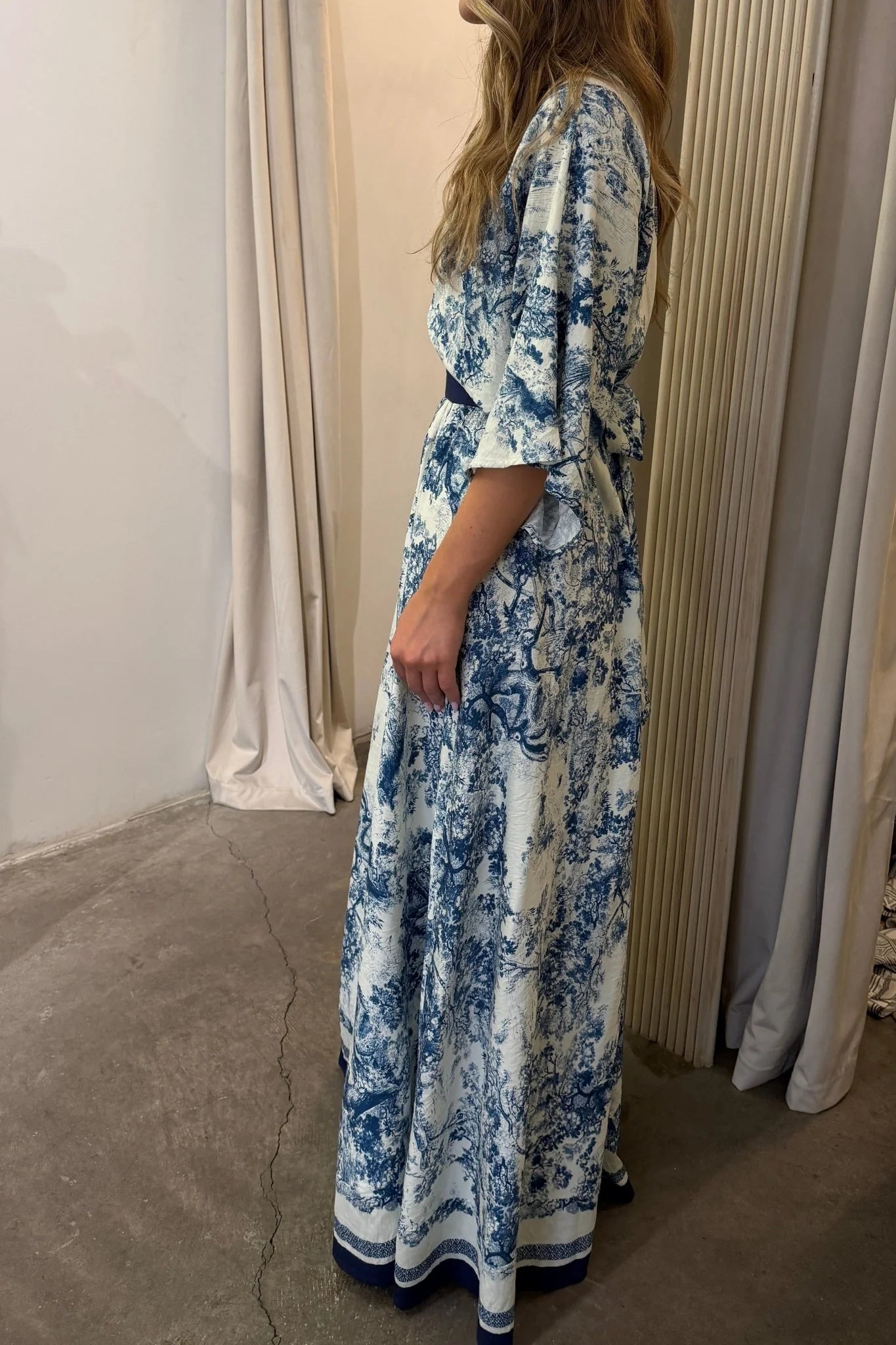 Boho V-Neck Cinched Waist Printed Summer Dress