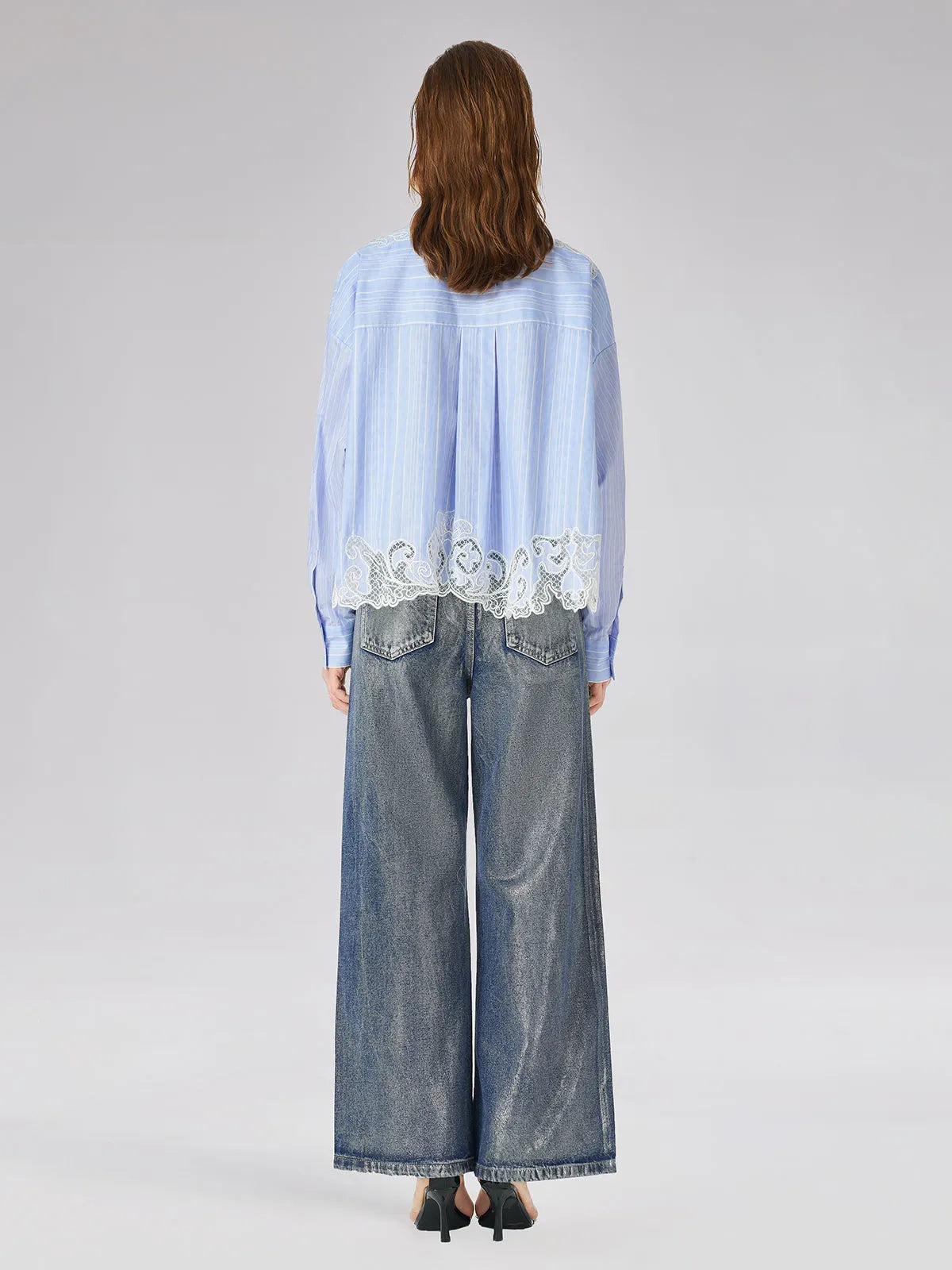 Lace Positioned Embroidered Shirt