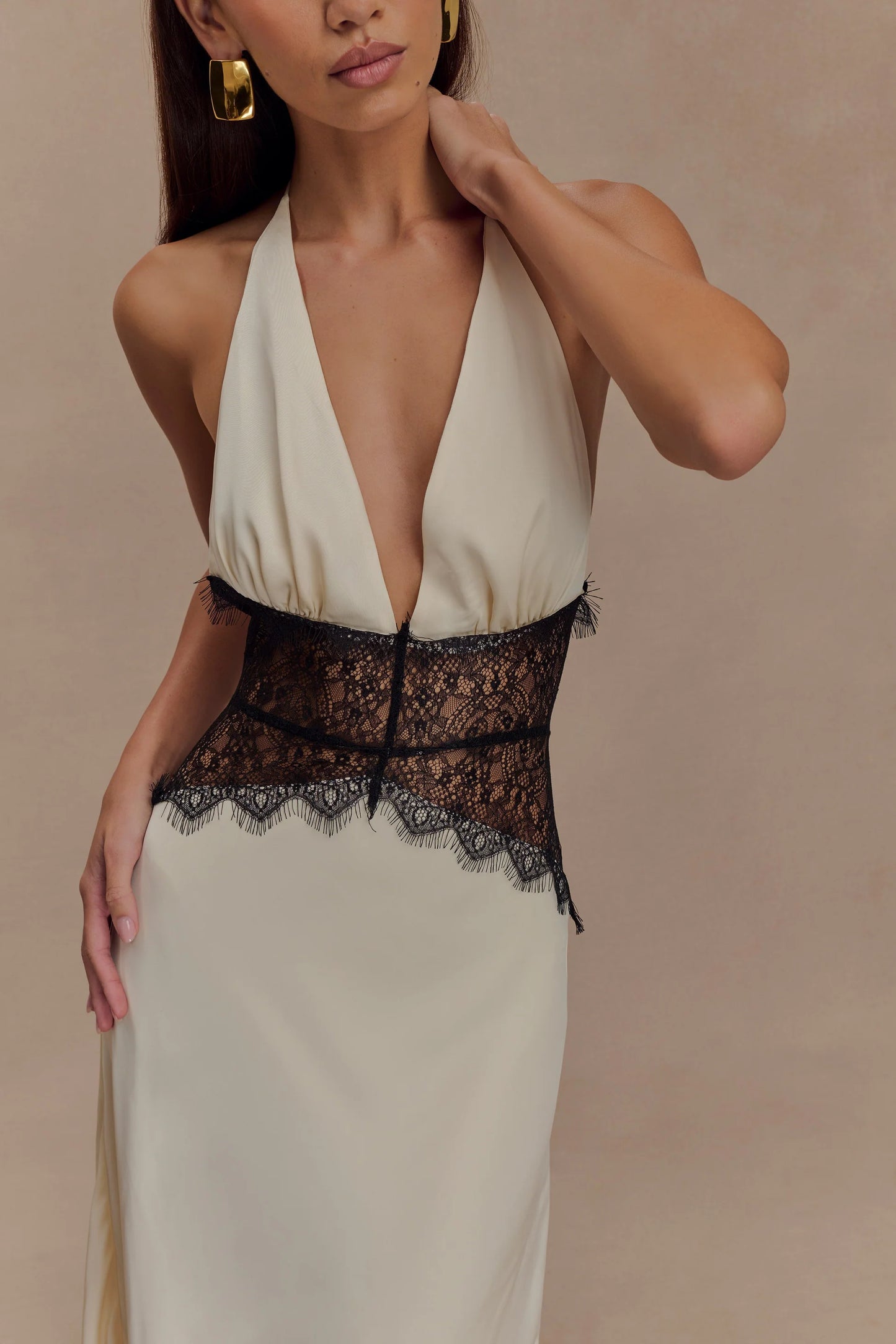 Dinah Lace And Satin Maxi Dress