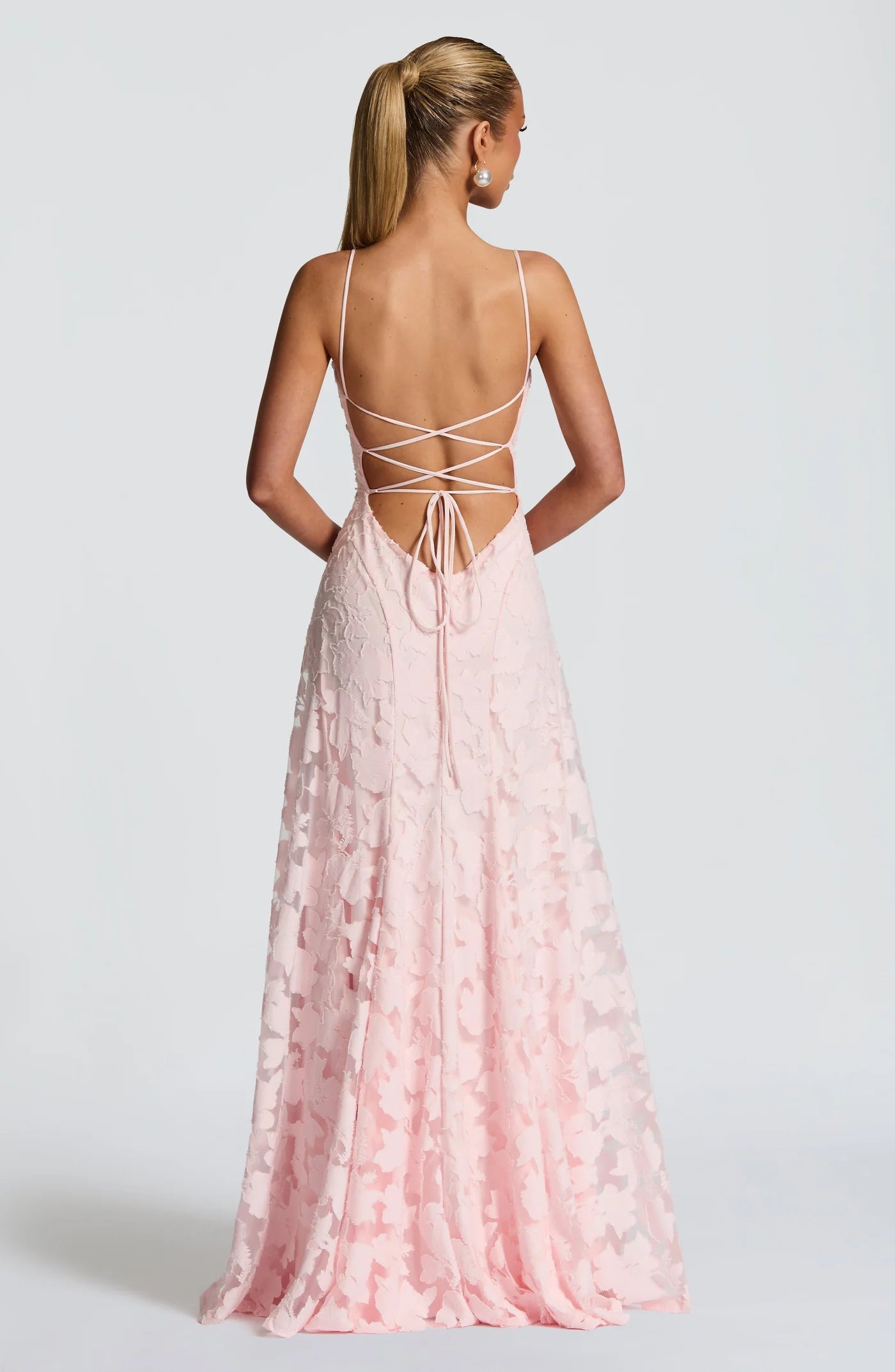 The Blooming Grace Gown – Burgundy Floral Lace Evening Dress