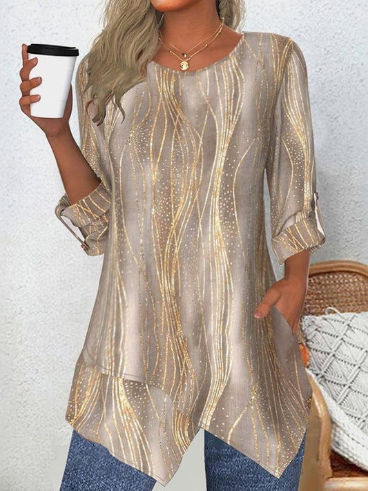 Women's Casual Geometric Print Irregular Design Shirt
