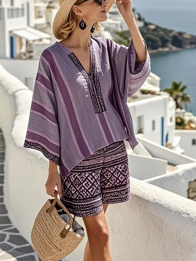 Women'S Loose Striped Pants Suit