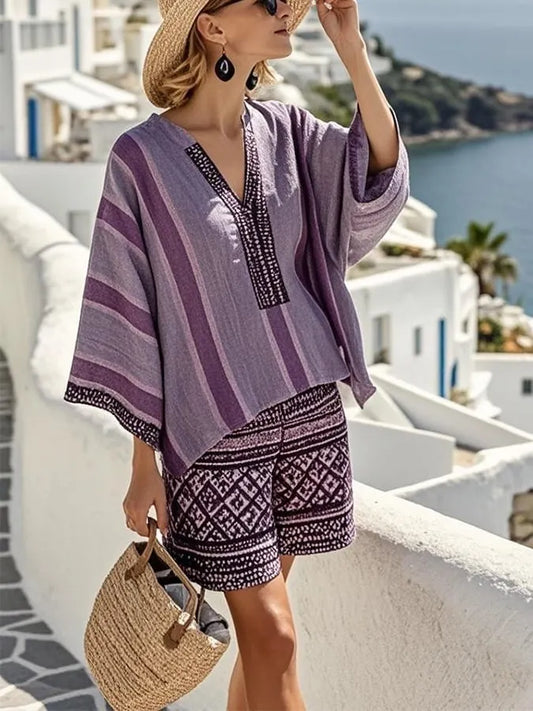 Women'S Loose Striped Pants Suit