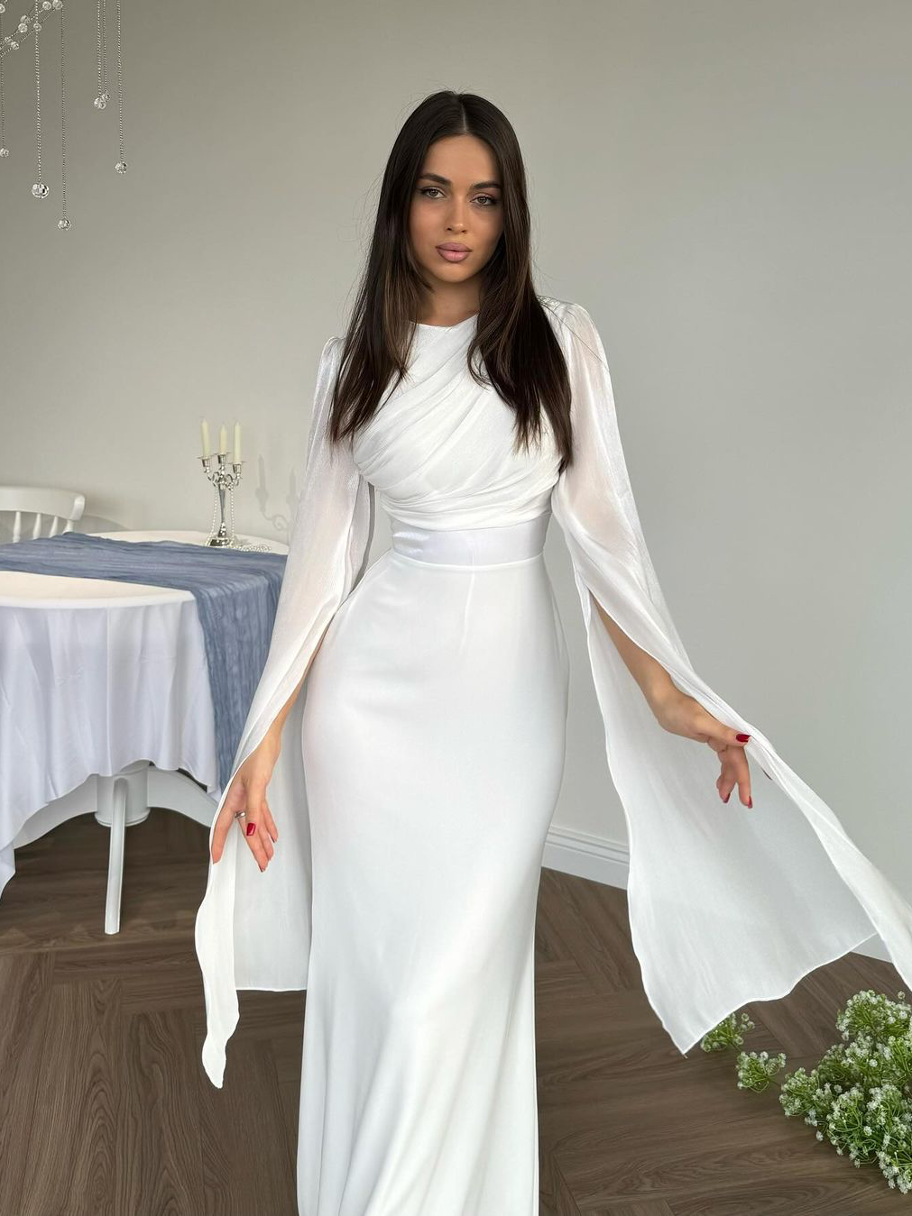 Elegant Satin Fitted Dress