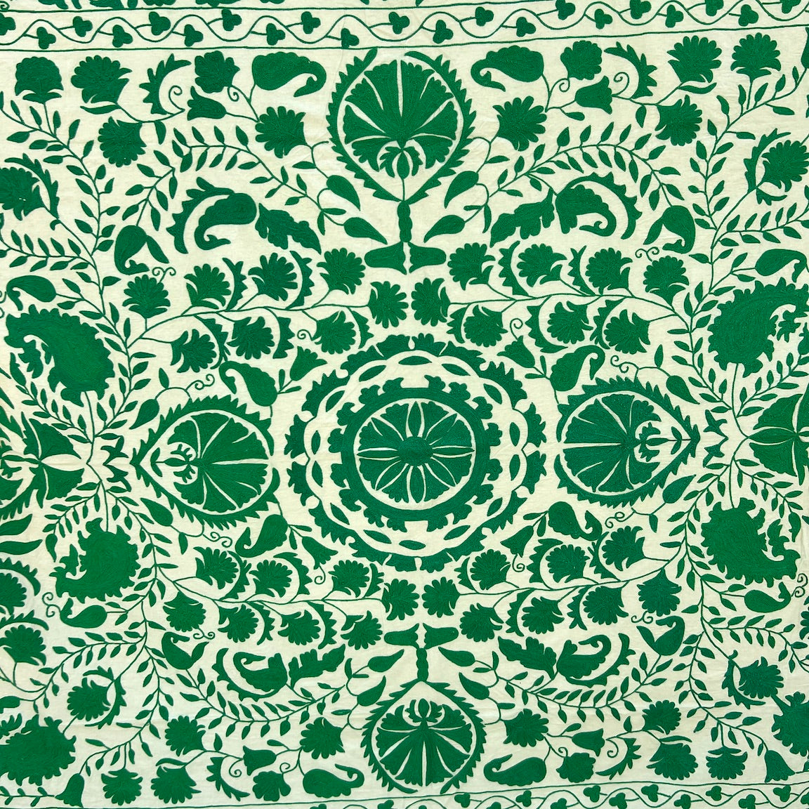 Plain Green  Suzani Double