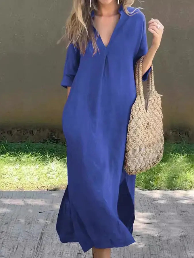 Women's Casual Solid Color Slit Dress