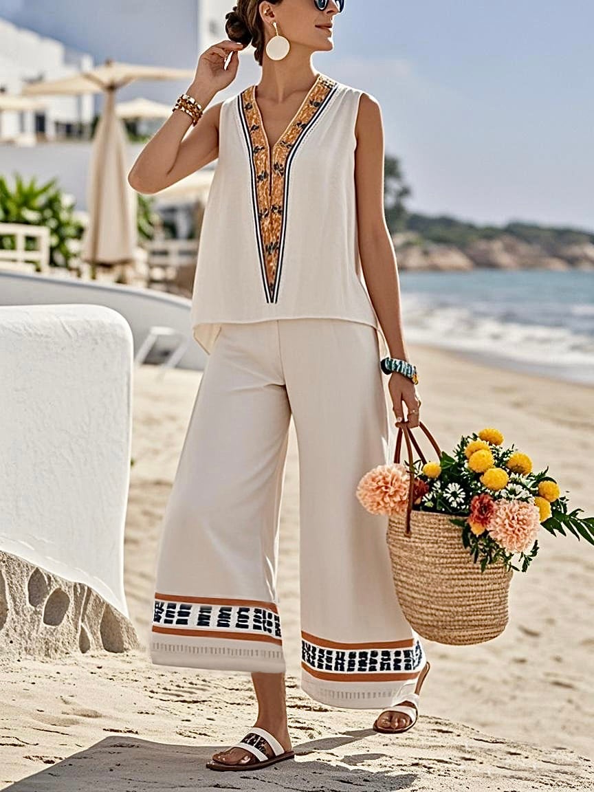Women'S Loose Striped Pants Suit