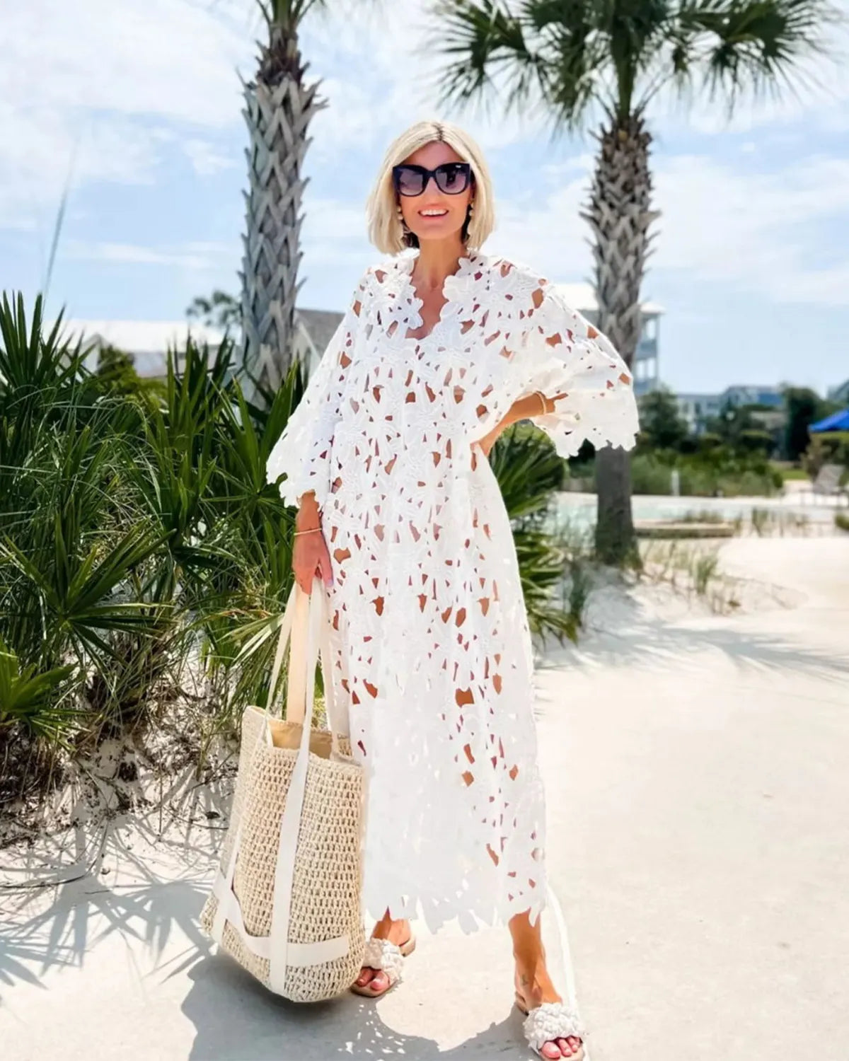 Bohemian Cutout Lace Maxi Dress