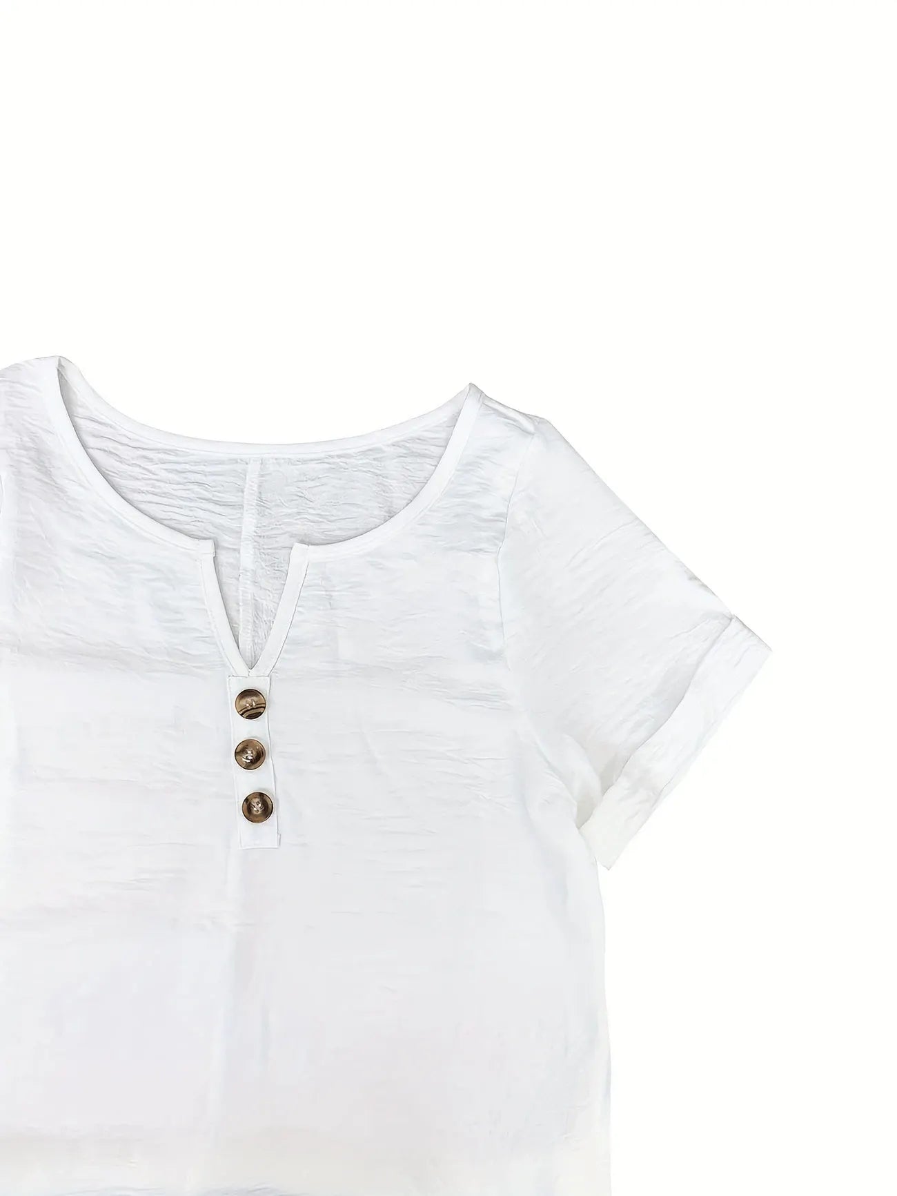 Women'S Solid Color V-Neck Short Sleeve Cotton And Linen Dress