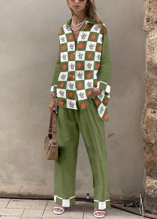 Bell Pepper Print Shirt & Pants Two-Piece Set