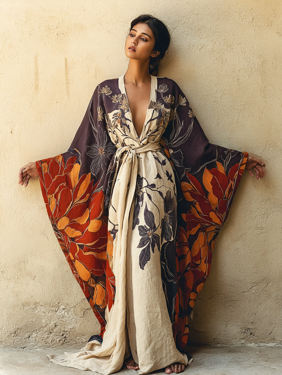 Women's Dahlia Kimono Linen Robe (Including Belt)