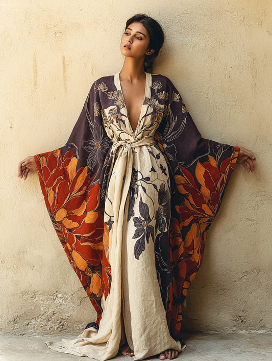 Women's Dahlia Kimono Linen Robe (Including Belt)