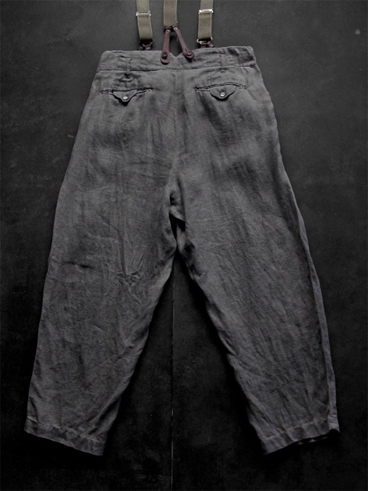 Men's Vintage Loose Fit Linen Blend Cropped Pants