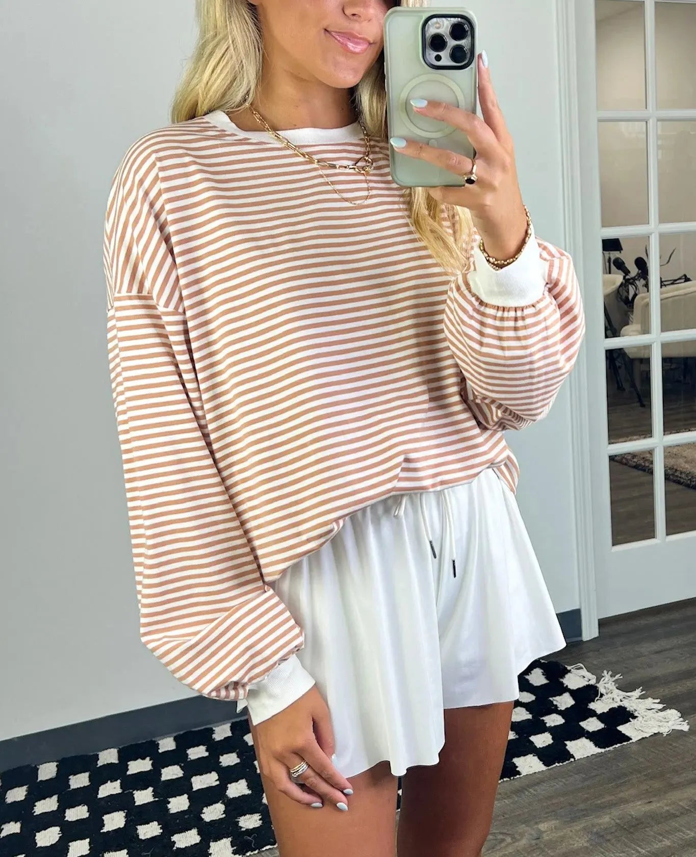 Women's Casual Striped Crewneck Oversized Pullover