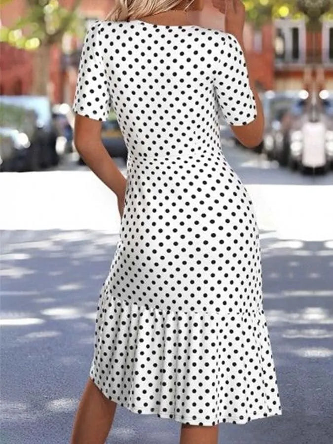 Women'S Polka Dot Single Breasted Dress
