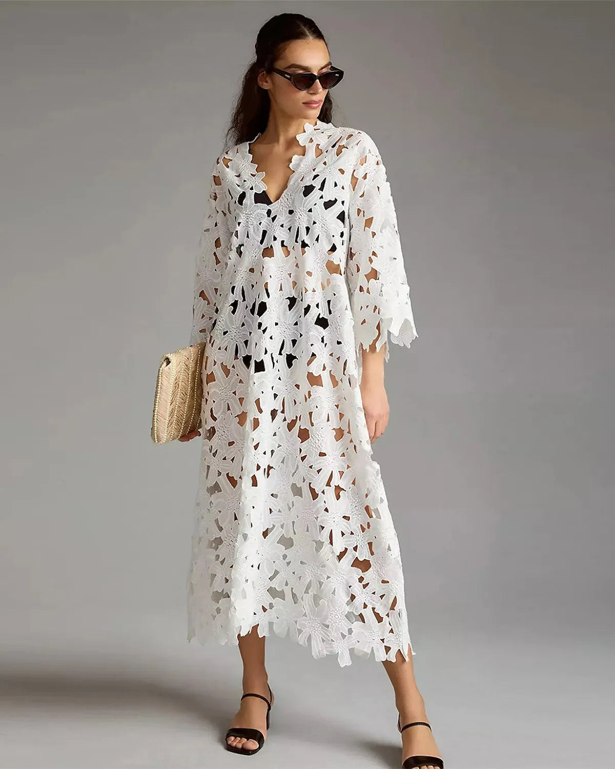 Bohemian Cutout Lace Maxi Dress