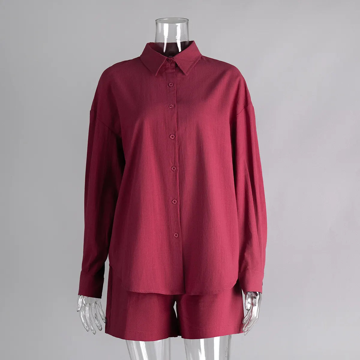 Cotton Cardigan Long Sleeve Shorts Set