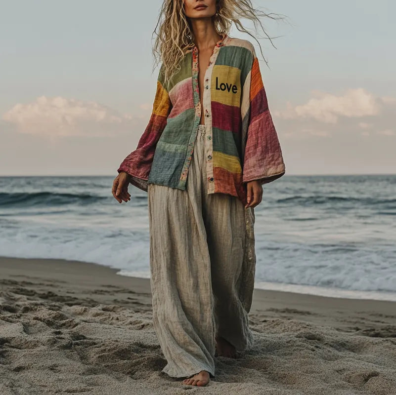 Comfort Vacation Oversized Linen Long Sleeve Set