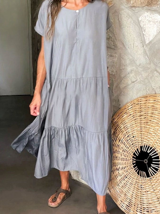 Women'S Casual Solid Color Loose Dress