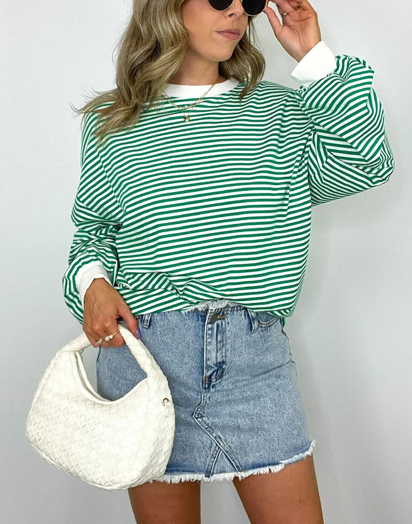 Women's Casual Striped Crewneck Oversized Pullover