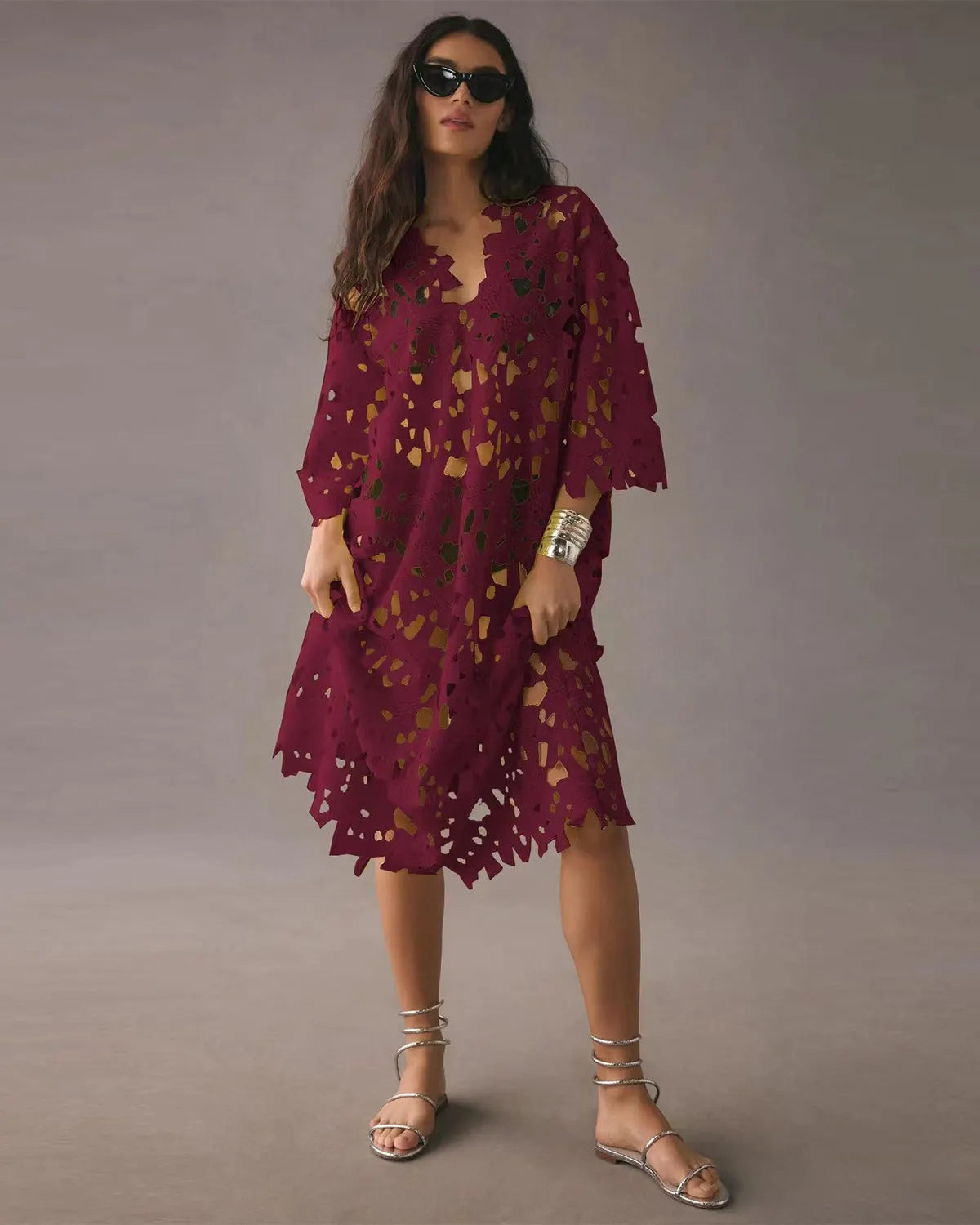 Bohemian Cutout Lace Maxi Dress