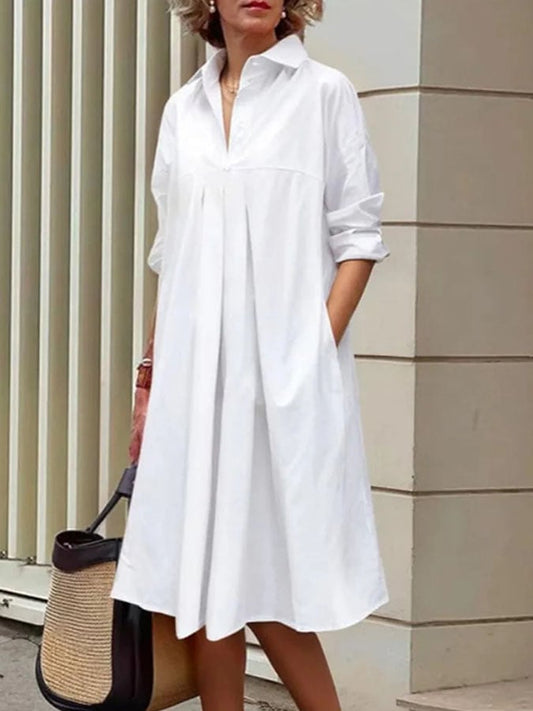 Women's Casual Solid Color Shirt Dress