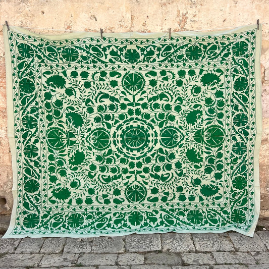Plain Green  Suzani Double
