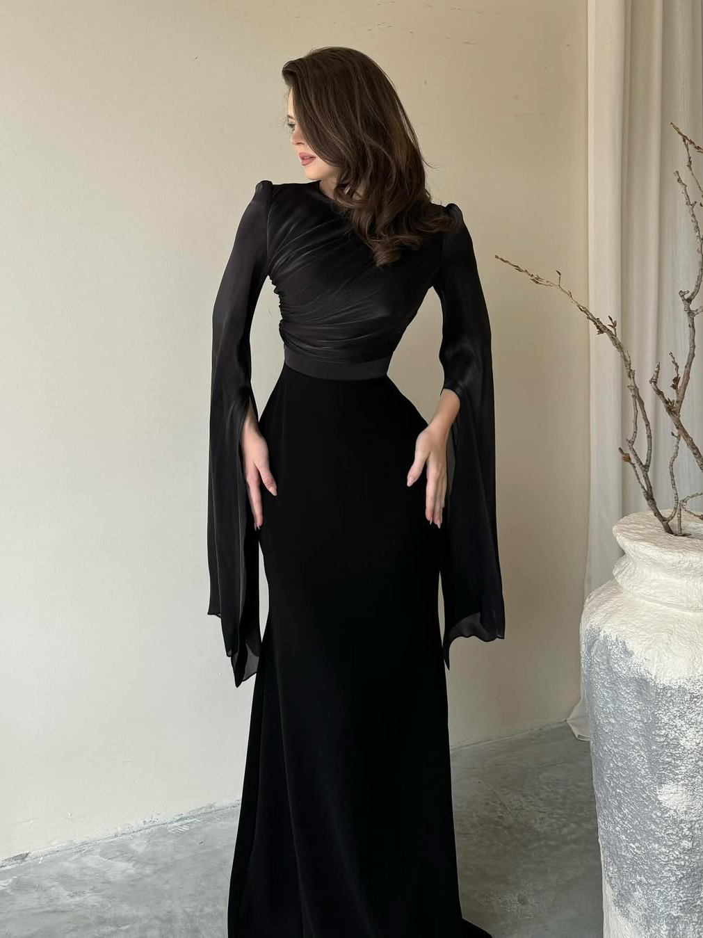 Elegant Satin Fitted Dress