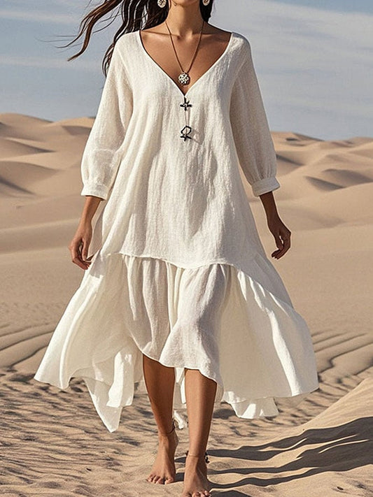 Women's cotton and linen casual dress