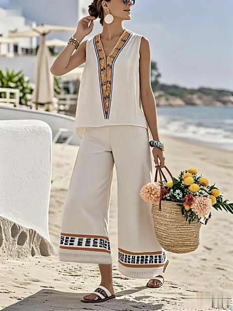 Women'S Loose Striped Pants Suit
