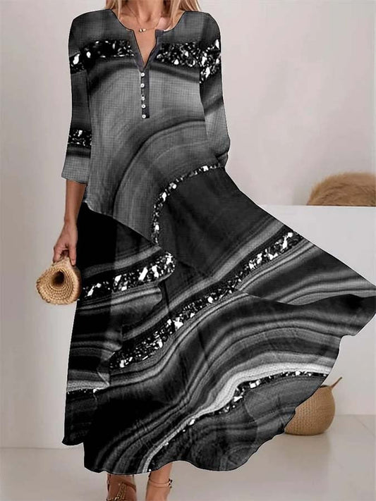 Women'S Loose Printed Cross-Layered Dress