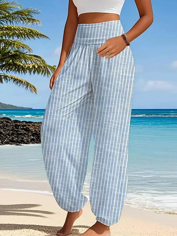 Women's Striped Graphic Print Casual Pants