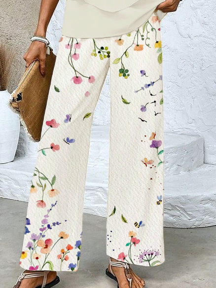 Women's Floral Printing Two-Piece Set Daily Sleeveless Casual Summer Top With Pants Matching Set