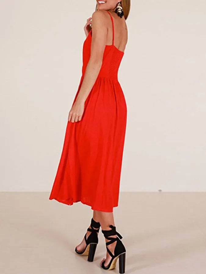 Women's Casual Button Sling Dress