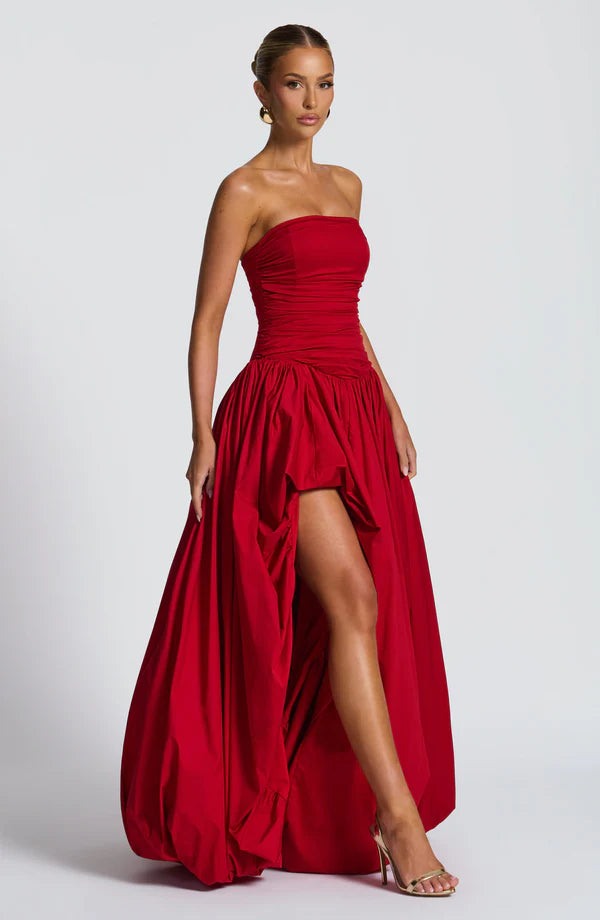 Elena Strapless Maxi Dress – Elegant Formal Gown with Front Split