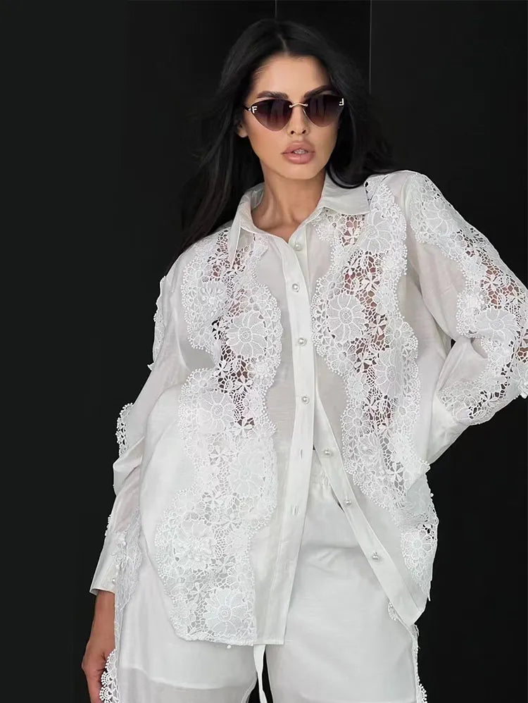 Fashionable and Elegant Lace Stitching Casual Suit,Brand 1:1 replication