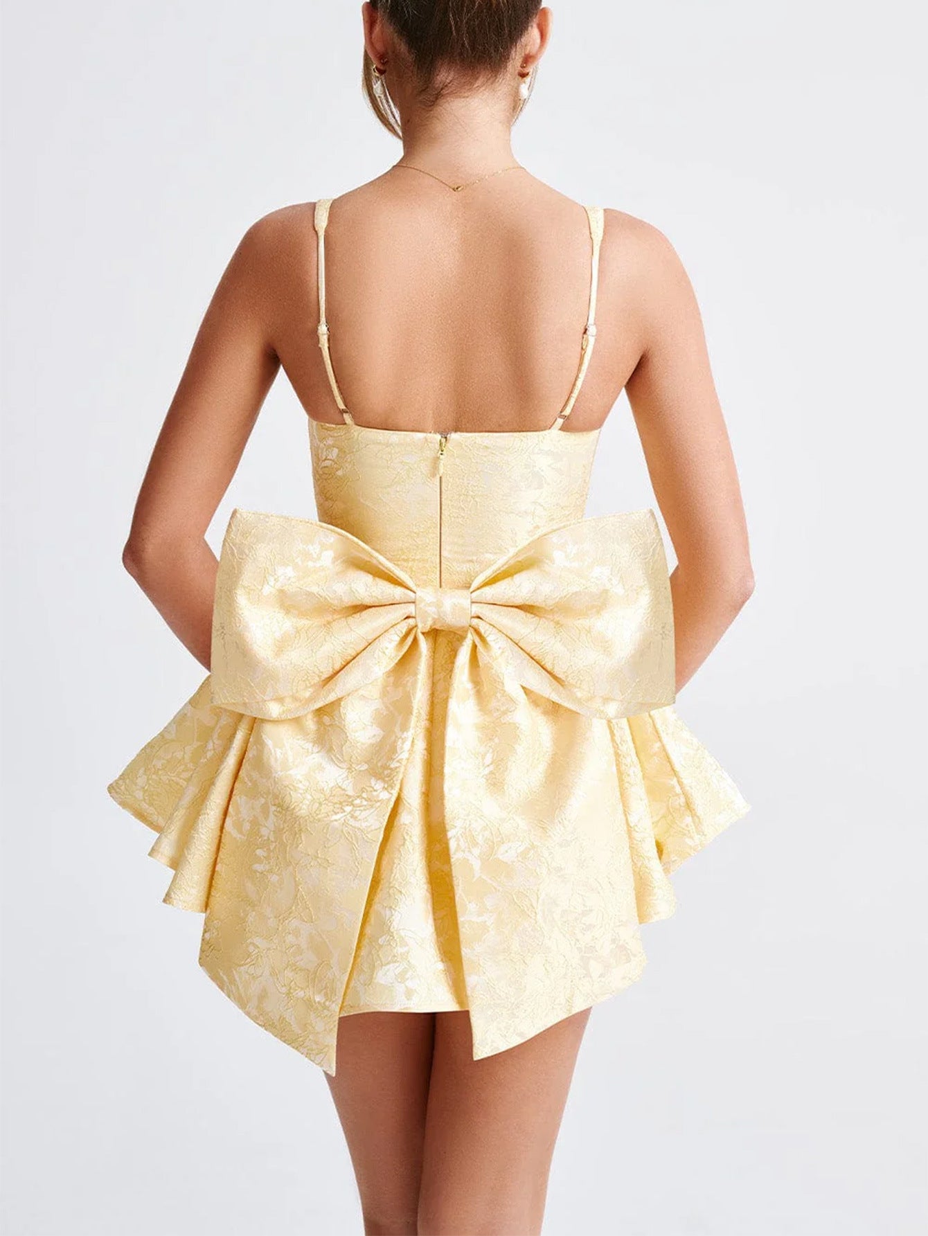 Jacquard Corset Mini Dress with Back Bow - Homecoming & Cocktail Party