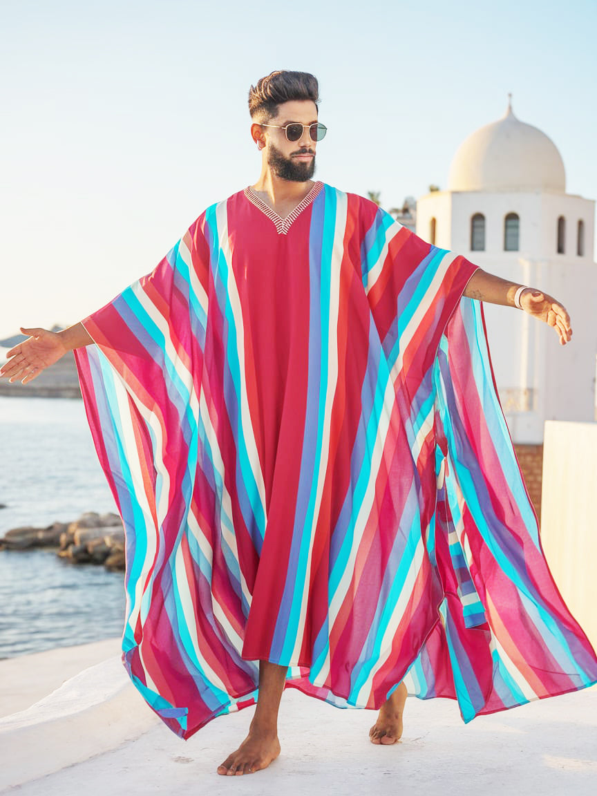 Men's Stripe Printed  Long Kaftan-