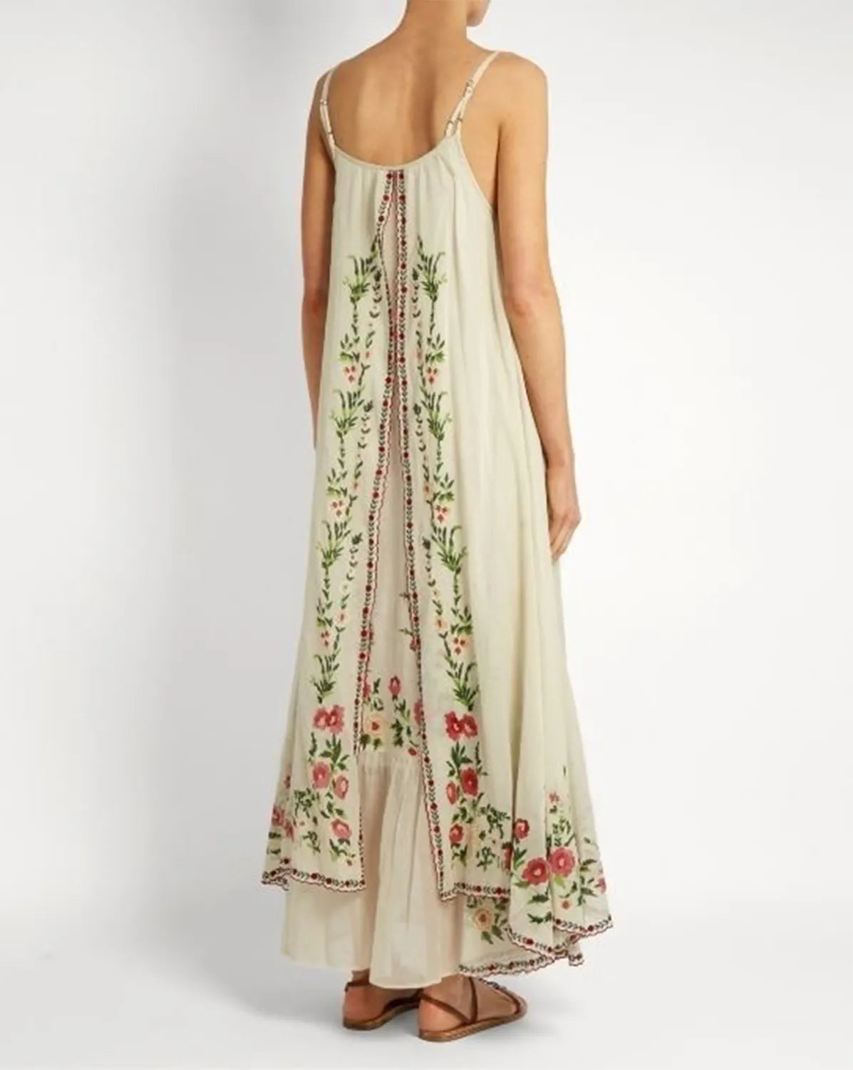 Loose-fitting strapless tube top printed flared maxi Dress