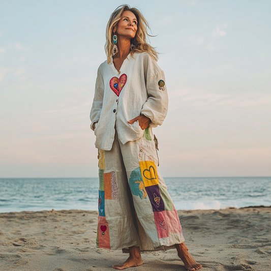 Comfort Vacation Oversized Linen Long Sleeve Set