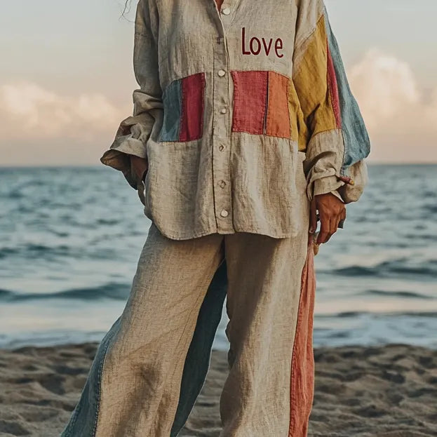 Comfort Vacation Oversized Linen Long Sleeve Set