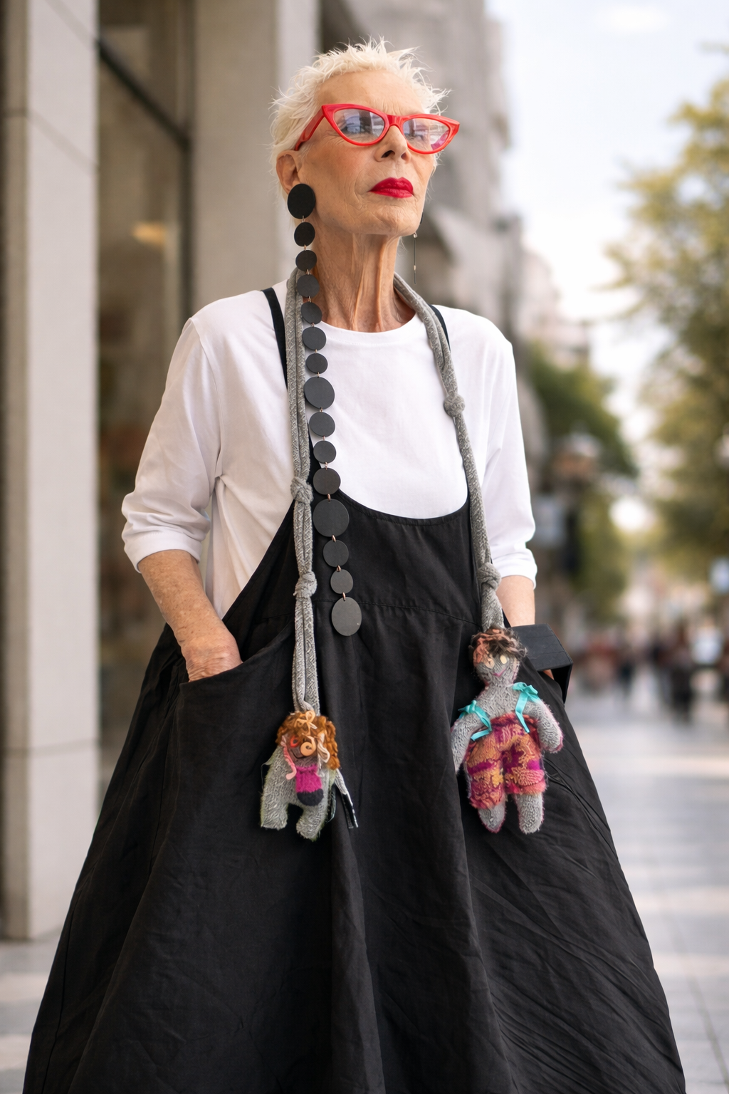 College-Inspired Two-Piece Set: Oversized Pinafore Dress with White T-Shirt
