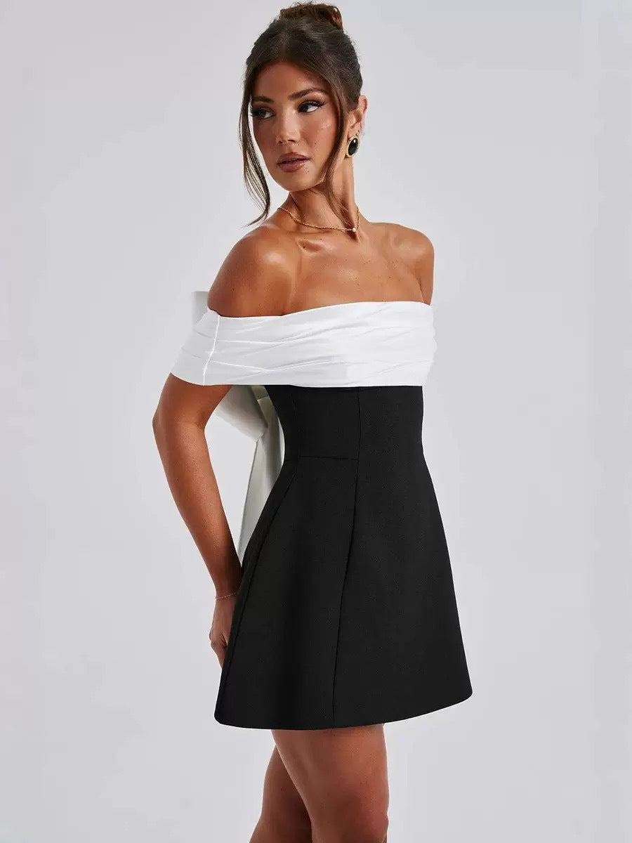 Off-Shoulder Bow Back Homecoming Dress